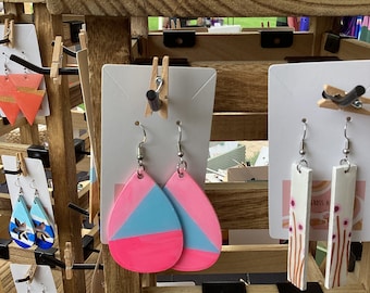 Abstract neon dangle earrings