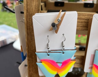 Abstract rainbow geometric dangle earrings