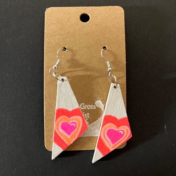 Neon heart painted earrings