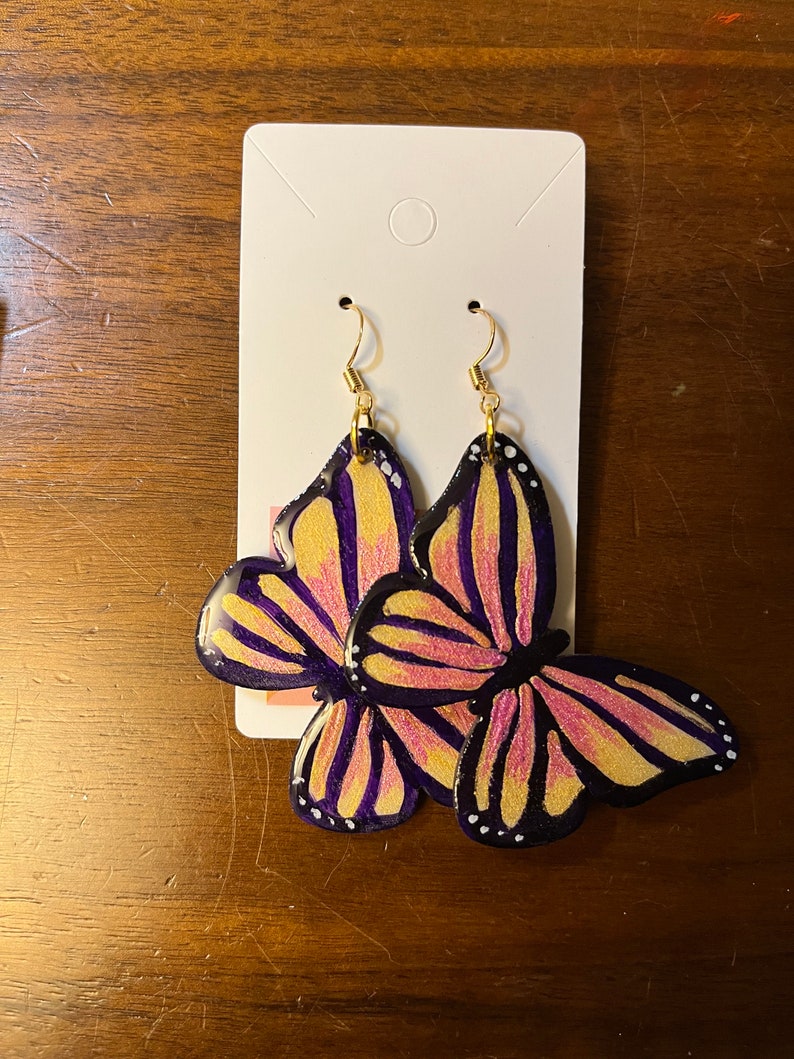 Large Butterfly dangle earrings image 1