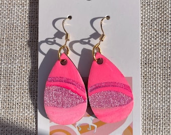 Pink and sparkle dangle earrings