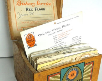 Original General Mills Recipe Box with Cards / Product Control Service Box / Full of Original Recipe Cards / Great Falls, Montana