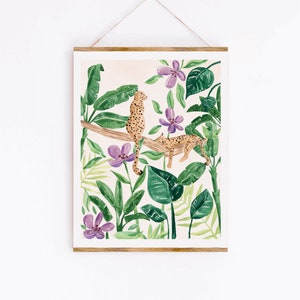 Jungle Leopards Fine Art Print - Sabina Fenn Illustration - Botanical Tropical Gouache Painting - Wall Decor