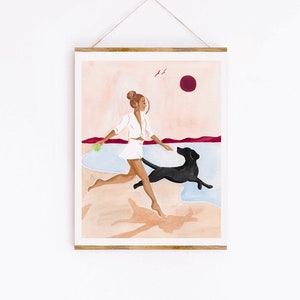 Beach day Art Print - Sabina Fenn Illustration - Pink Fashion Painting - Hand Painted Wall Decor