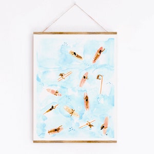 Surfers Fine Art Print, Sommer Inspiriertes Ozean Kunstwerk, Surf Mädchen Frauen auf dem Wasser, Aquarell Malerei Sabina Fenn Illustration