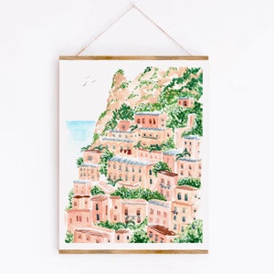 Italian Shore Wall Art / Amalfi Coast Watercolor Print / Travel Wall Art Office Living Room Bedroom / Nautical Beach / Sabina Fenn