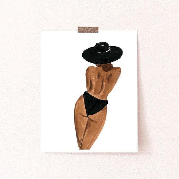 Woman Art Print, Woman Figure Wall Art, Figure Study Art Print, Woman Bathing Suit Print, Summer Chic Wall Art, Boho Summer Art Print