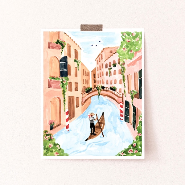 Venice Print, Venice Art Print, Travel Prints, Travel Wall Art, Italy Painting, Bedroom Wall Art, Home Office Wall Decor, Sabina Fenn