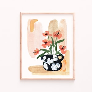 Flowers in a Vase, Floral Wall Art, Flower Arrangement Print, Botanical Art Print, Acrylic Painting, Abstract Botanical Art, Sabina Fenn