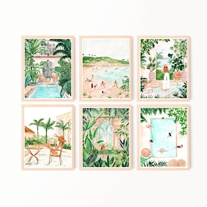 Tropical Watercolor Art Prints: Boho Chic Landscape Set