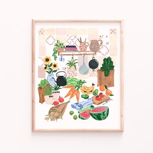 Stampa artistica di Market Haul: frutta e verdura ad acquerello