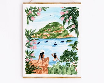 Somewhere in Italy, Tropical Wall Art, Tropical Art Print, Italy Print, Amalfi Print, Italy Wall Art,  Bedroom Wall Art, Bathroom Art Print