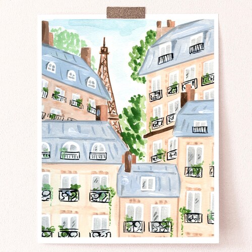 Paris Art Print Parisian Scene Illustration People and - Etsy