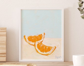 Fruit Art Print, Oranges Still Life, Orange Slices Painting, Fruit Still Life, Still Life Fruit Prints, Kitchen Wall Art, Citrus Fruit Print