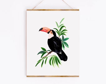 Toucan Art Print - Colorful Tropical Bird Watercolor