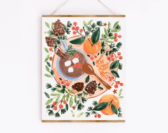 Holiday Wall Art, Clementines and Hot Chocolate