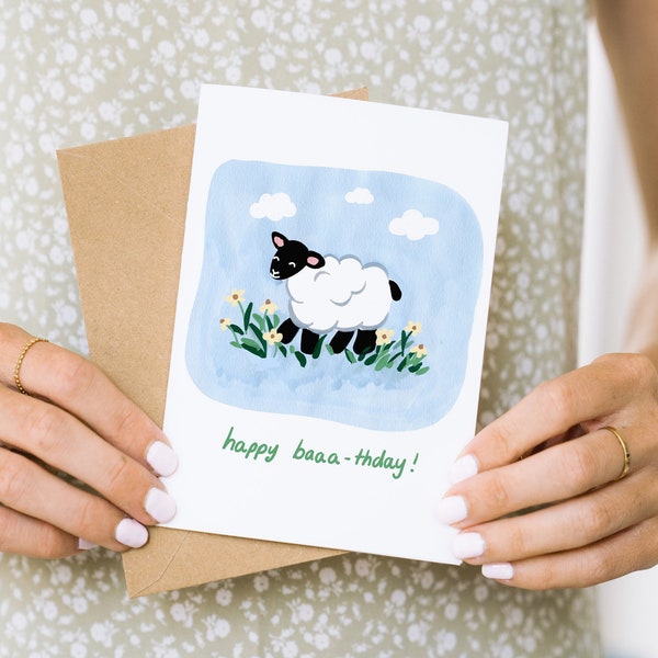 Printable Birthday Card, Sheep Happy Bday Download, Punny Cards, Print At Home, Sabina Fenn