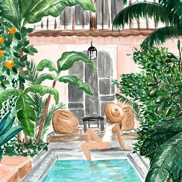 DIGITAL DOWNLOAD - Moroccan Dream Illustration by Sabina Fenn - Tropical Botanical Home Decor - Art