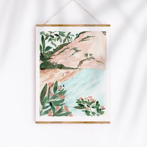 Beach Day Art Print - Sabina Fenn Illustration - Canteloupe and Fig with Vase Watercolor Gouache Painting Wall Decor