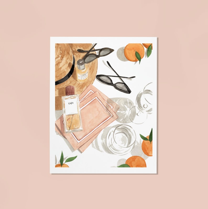 Printable Still Life II Art Print Sabina Fenn Illustration Oranges and Objects Watercolor Painting Wall Decor image 3