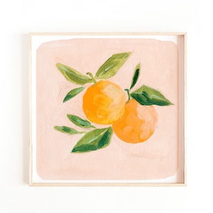 Arance in armonia: stampa artistica su pittura a olio in formato quadrato - vibrante decorazione di natura morta di agrumi