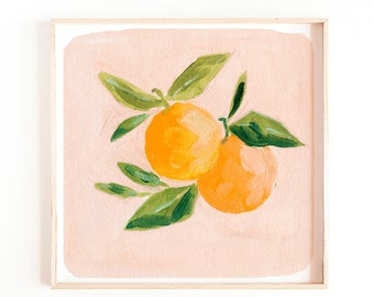 Oranges in Harmony: Square Format Oil Painting Art Print - Vibrant Citrus Still Life Décor