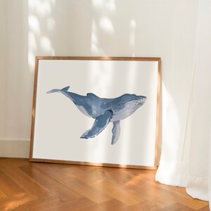 Whale Art Print, Kids Room Decor, Animal Wall Art, Animal Paintings, Ocean Animal Posters, Blue Whale Print, Nursery Art Prints image 5