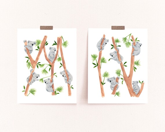Koala Art Prints: Watercolor Nursery Animals