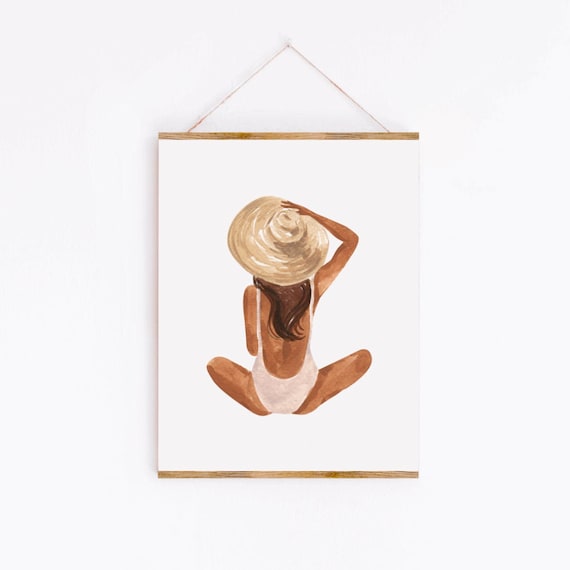 Fashion Illustration Print: Beach Girl, Tropical Summer - Hand Painted