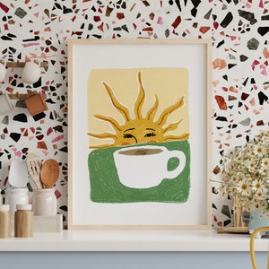 Coffee Sunshine Poster Print, Coffee Bar Prints, Retro Wall Art, Kitchen Art, Coffee Station Art, Art Deco Prints, Coffee Lover Gifts zdjęcie 6