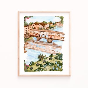 Florenz, Italien Kunstdruck, Reise Illustration, Üppiges Aquarell Gemälde, ReiseDrucke, Wandkunst am Meer, Schlafzimmer Kunst, Porto