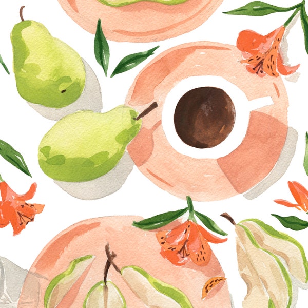 PRINTABLE Pretty Pears Art Print - Sabina Fenn Illustration - Hand Painted Wall Decor