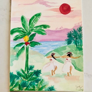 ORIGINAL Island Dancers Watercolor painting by Sabina Fenn image 3