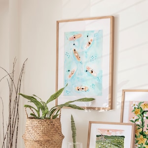 Paddle Board Fine Art Print, Summer Inspired Ocean Artwork, SUP on the Water, Watercolor Painting Sabina Fenn Illustration, Paddle Boarding