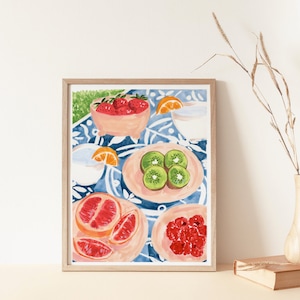Kitchen Art Print, Fruit Painting, Kitchen Wall Decor, Summer Picnic, Fruit Illustration, Fruity Wall Art, Vibrant Prints, Colorful Art image 6