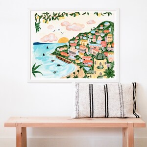 Positano Art Print: Amalfi Coast Scene - Hand Painted Gouache image 5