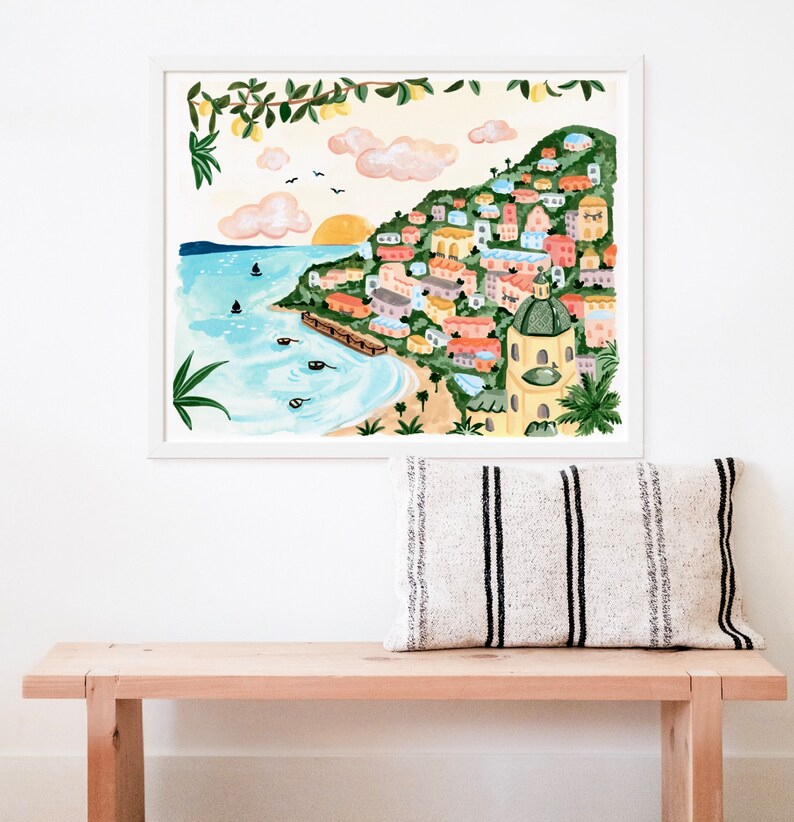 Positano Art Print: Amalfi Coast Scene - Hand Painted Gouache image 5