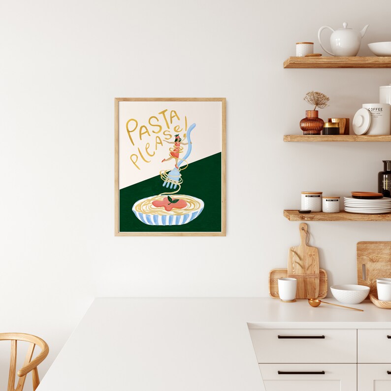 Pasta Poster Print, Modern Kitchen Wall Art, Pasta Lover Gifts, Dining Room Decor, Modern Retro Prints image 2