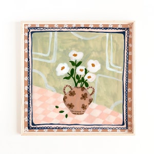 White Flowers in a Vase Art Print, Floral Wall Art, Flower Print, Trendy Wall Art Prints, Flower Painting, Sabina Fenn, Pattern Art