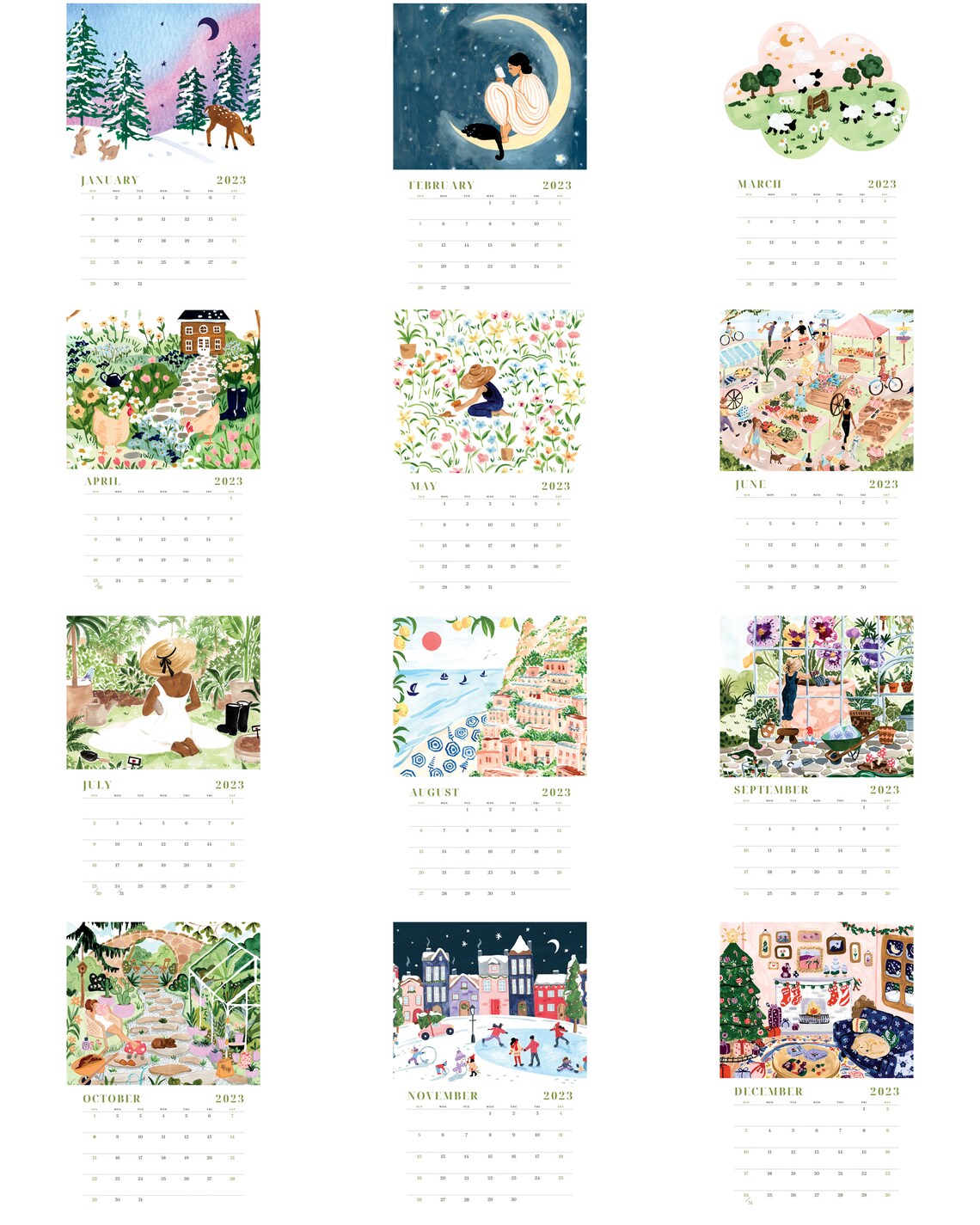 2023 Monthly Wall Art Calendar Handmade Calendar 2023 Wall Etsy Canada