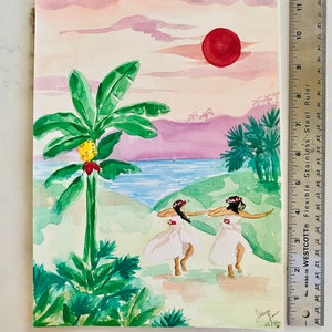 ORIGINAL Island Dancers Watercolor painting by Sabina Fenn image 2