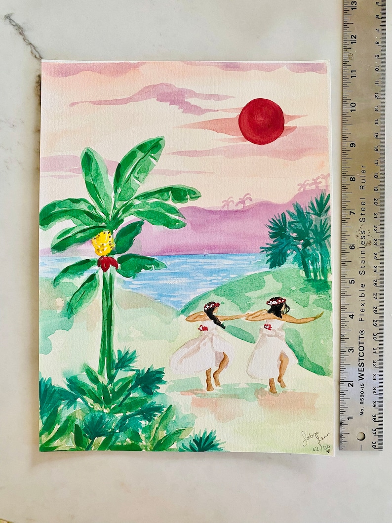 ORIGINAL Island Dancers Watercolor painting by Sabina Fenn image 2