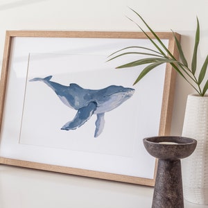 Whale Art Print, Kids Room Decor, Animal Wall Art, Animal Paintings, Ocean Animal Posters, Blue Whale Print, Nursery Art Prints image 3