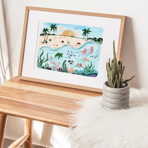 Underwater Print, Ocean Wall Art, Under the Sea, Illustration, Bathroom Prints, Kids Room Decor, Tropical Art Prints, Sabina Fenn, Beach Art image 6