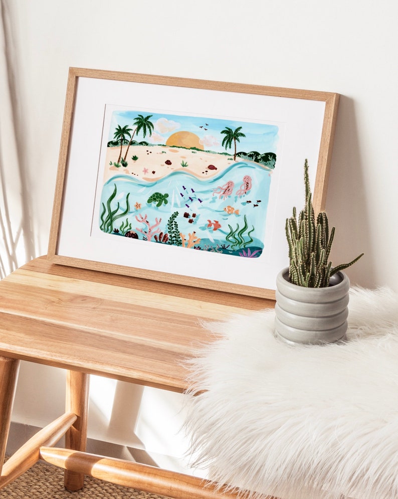 Underwater Print, Ocean Wall Art, Under the Sea, Illustration, Bathroom Prints, Kids Room Decor, Tropical Art Prints, Sabina Fenn, Beach Art image 6