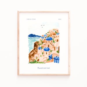 Greece Art Print, Travel Prints, Coastal Art, Living Room Prints, Bedroom Wall art, Vacation Home Decor, Gifts for Her, Santorini Art