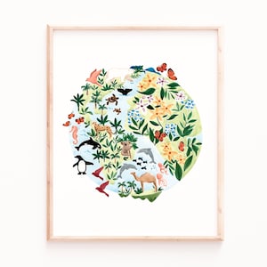 Watercolor Animal Art Print - Earth and Botanical Wall Decor