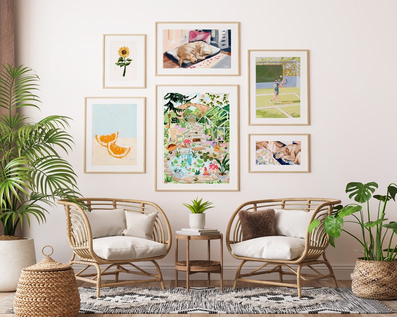 Secret Garden Art Print - Botanical Greenhouse with Frogs and Mushrooms image 5