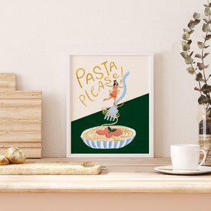 Pasta Poster Print, Modern Kitchen Wall Art, Pasta Lover Gifts, Dining Room Decor, Modern Retro Prints image 4