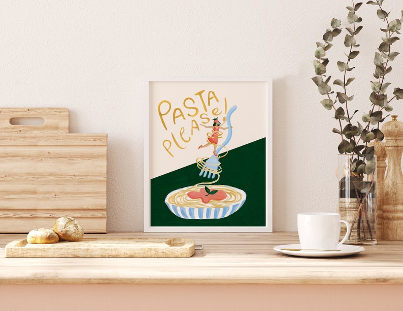 Pasta Poster Print, Modern Kitchen Wall Art, Pasta Lover Gifts, Dining Room Decor, Modern Retro Prints image 4